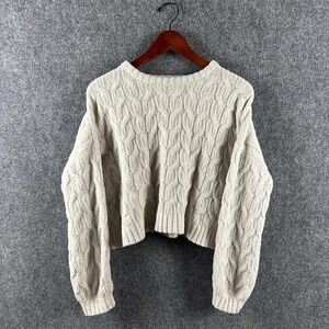 Elegant Beige Cable Knit Sweater